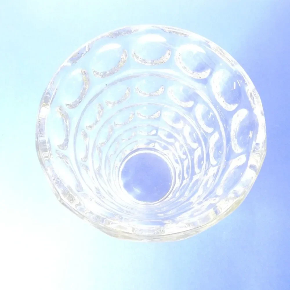 Sklo Union Vase 1960s MCM Lens Clear Glass 8